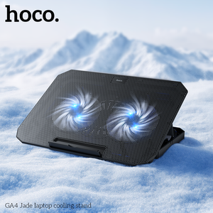 Suport Stand/Cooler Laptop Hoco GA4, Ventilatoare Hidraulice, Silent, Monte - Negru