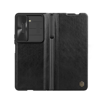 Husa Nillkin pentru Samsung Z Fold5, Qin Piele, PC Piele - Negru