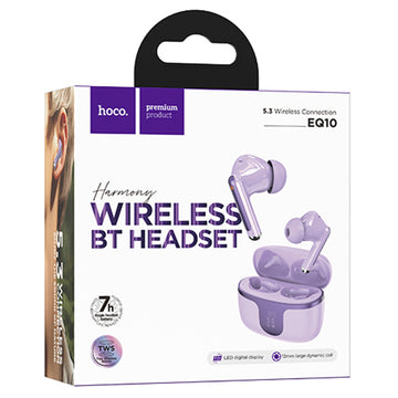 Casti Wireless Hoco EQ10, Ear Buds, BT 5.3, 180h StandBy, 300mAh, Power LED, Harmony - Mov