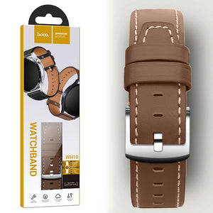 Hoco WH10, Curea Piele Ecologica, pentru Ceasuri, Conectori 20 Mm, GT Original Series - Maro