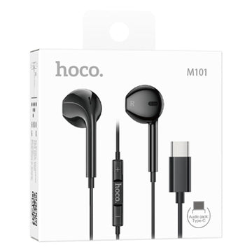 Casti cu Fir Hoco M101, In Ear, USB-C, 1.2m, Mic & Volume Key, HiFi - Negru