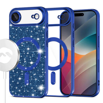 Husa MagSparks pentru iPhone 17 Air, Glitter, Dual Layer, Lens Cover - Deep albastru