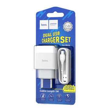 Incarcator Hoco C73A Retea + Cablu MicroUSB, 18W - Alb