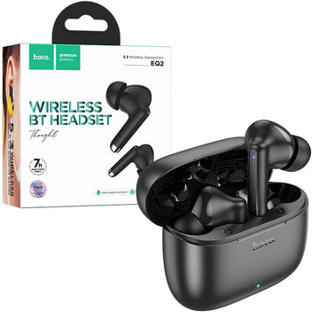 Casti Wireless Hoco EQ2, Ear Buds, BT 5.3, 180h StandBy, 300mAh, Thought - Negru