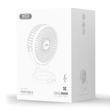 Cooler XO MF78, Mini Ventilator de Birou, Reincarcabil, 4 inch, 3 Viteze, 1200MAh - Alb