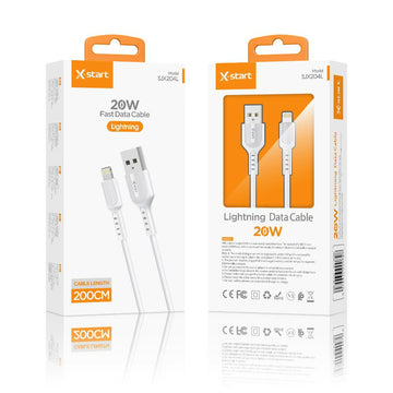 Cablu Date si Incarcare X-Start SJX204L, USB-A la Lightning, 20W, 1m, Basic Texture - Alb