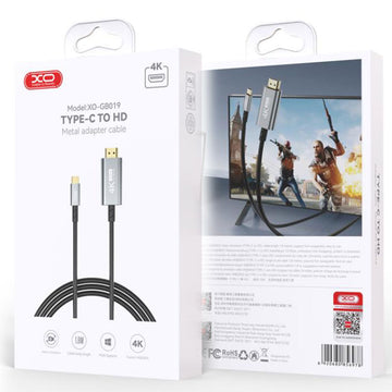 Cablu Audio si Video XO GB019, USB-C la HDMI, HD 4k, 1.8m - Gri inchis