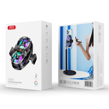 Cooler Ventilator Dual XO SL04, pentru Spate Telefon, cu Cleme, Ambinet Light - Negru