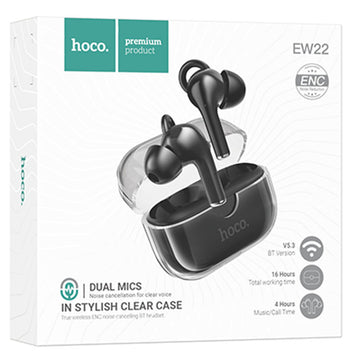 Casti Wireless Hoco EW22, Ear Buds, BT 5.3, 150h StandBy, 300mAh, ENC Noise, Cantante - Negru