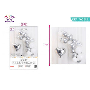 Ghirlanda din baloane PartyGo, argintiu, FA0512, set 30 buc