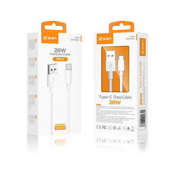 Cablu Date si Incarcare X-Start SJX316C, USB-A la USB-C, 20W, 1m - Alb