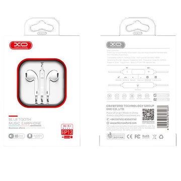 Casti cu Fir XO EP13, In Ear, Lightning, 1.2m, BT Conect Pop-Up, HiFi - Alb