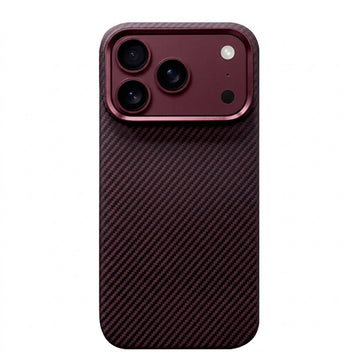 Husa Kevlar pentru iPhone 18 Pro, Magsafe, Aramid Fiber, UltraThin - Visiniu
