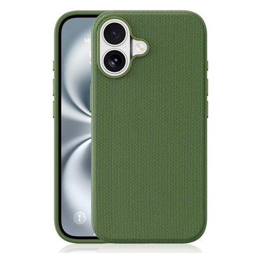 Husa Woven pentru iPhone 16, MagCase, TechWoven Piele, Soft Craft - Verde inchis
