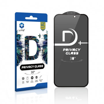 Folie D+ Pro Privacy pentru iPhone 14 Pro Max - Rama neagra