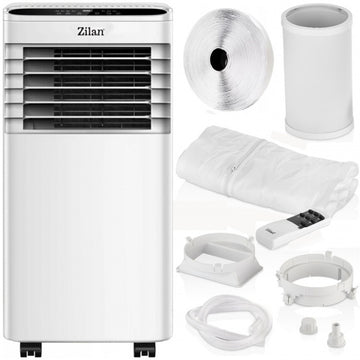 Aer conditionat portabil Zilan ZLN7101, 9000 BTU, 3 in 1, racire 16°C, dezumidificare, ventilatie, Timer 24h, filtru lavabil, alb