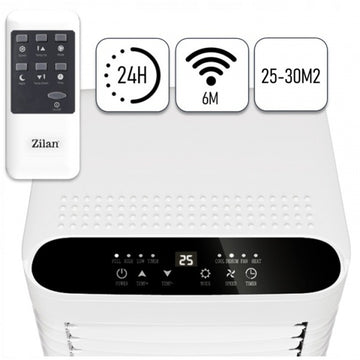 Aer conditionat portabil Zilan ZLN7101, 9000 BTU, 3 in 1, racire 16°C, dezumidificare, ventilatie, Timer 24h, filtru lavabil, alb