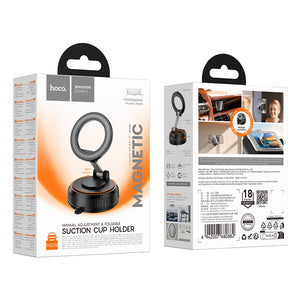 Suport Auto Magnetic Hoco H105, MagRing, Ventuza Suction, Montaj Parbriz/Bord/Oglinda, 4.5-7.0 Inch - Negru