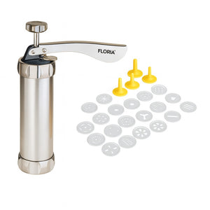 Aparat pentru biscuiti si ornare Floria, inox, 20 forme + 4 palnii, ZLN2652