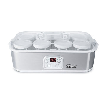Aparat pentru facut iaurt Zilan ZLN6104 – 25W, 8 borcane sticla, afisaj LED, timer si termostat reglabil, gri