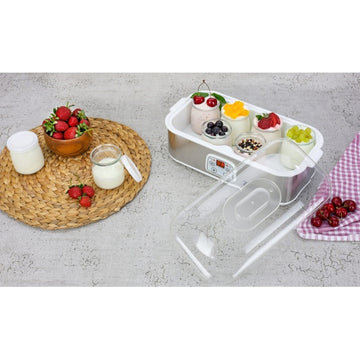 Aparat pentru facut iaurt Zilan ZLN6104 – 25W, 8 borcane sticla, afisaj LED, timer si termostat reglabil, gri