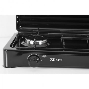 Aragaz 2 ochiuri Zilan ZLN-0025, GPL, negru, metal emailat, portabil, capac inclus
