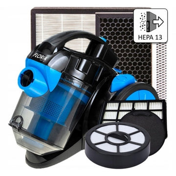 Aspirator fara sac Floria ZLN3468, 700W, HEPA 13, filtrare ciclonica, 1.8L, cablu 5m, perii incluse, albastru-negru