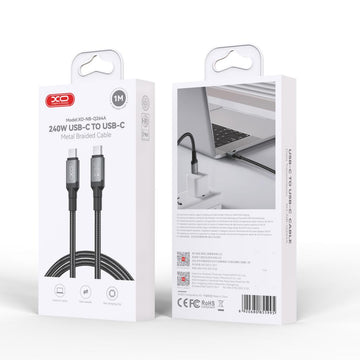 Cablu Date si Incarcare XO NB-Q264A, USB-C, PD240W, QC3.0, 1m - Negru
