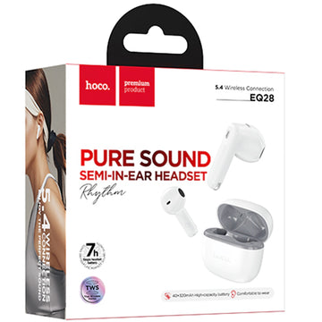 Casti Wireless Hoco EQ28, Ear Buds, BT 5.3, 180h StandBy, 320mAh, Glaze - Alb Star