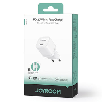Incarcator Retea + Cablu USB-C Joyroom JR-TCF02, 20W, 1xUSB-C, PD - Alb