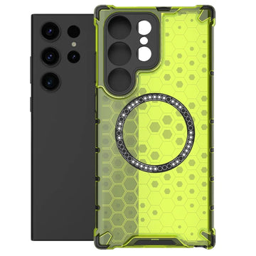 Husa HoneyComb pentru Samsung S23 Ultra, Magnet MagCase, AntiDrop Corners - Verde
