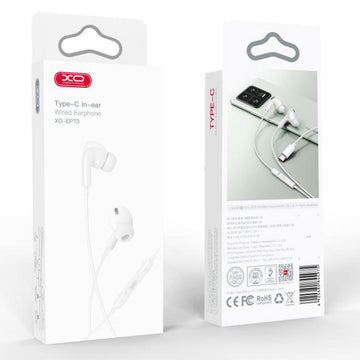 Casti cu Fir XO EP73, In Ear, USB-C, 1.2m, Mic & Volume Key, HiFi - Alb