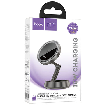 Suport Auto cu Incarcare Wireless Hoco HW33, DashBoard\, Magnetic Ring - Metall gri