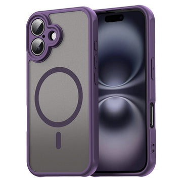 Husa MagFrost pentru iPhone 16 Plus, MagCase, Matte - Gri / Mov