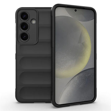 Husa Wave pentru Samsung Galaxy S25 Edge, Grip Microfiber, ShockProof - Night negru