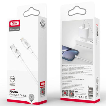 Cablu Date si Incarcare XO NB-Q189B, USB-C la Lightning, PD20W, QC3.0, 2m - Alb