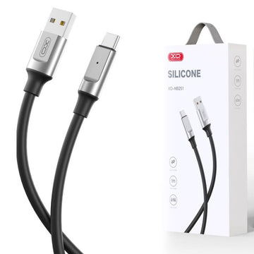 Cablu Date si Incarcare XO NB251, USB-A la USB-C, 6A, Metallic, 1m - Negru