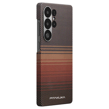 Husa Aramid PTK pentru Samsung S25 Ultra, Kevlar Fiber, cu MagSafe - Sunset galben