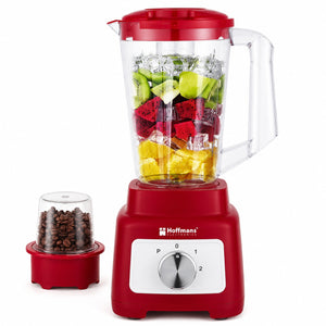 Blender cu rasnita Hoffmans HM-2102, 600W, vas 1.75L, 2 viteze + Pulse, recipient pentru macinare inclus, Red/White