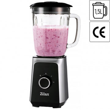 Blender ZILAN ZLN3925 – 1000W, Vas sticla 1.5L, Zdrobire gheata, Inox, negru