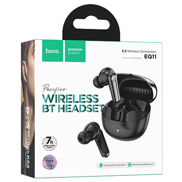 Casti Wireless Hoco EQ11, Ear Buds, BT 5.3, 180h StandBy, 400mAh, Pacifico - Negru