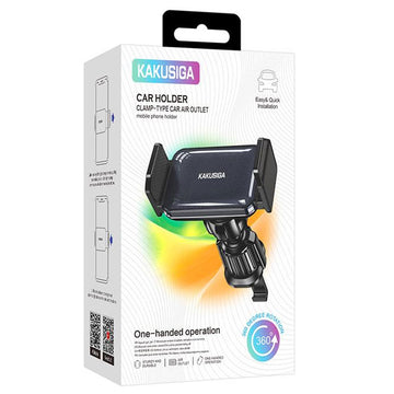 Suport Auto Kaku KSC-1495, Montaj Ventilatie, Cleme Laterale, 360°, AutoGravity, PullClip - Negru