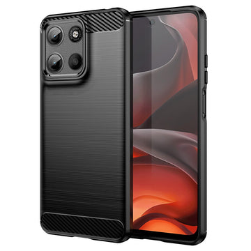 Husa Brush pentru Motorola Moto G17 Power, TPU, Metall Look - Negru