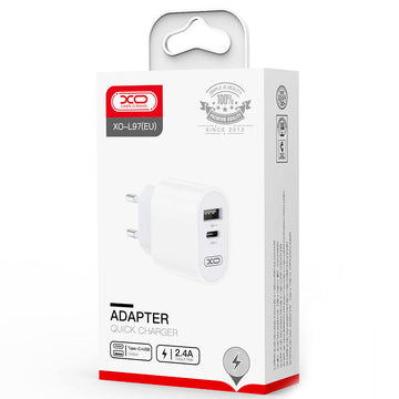 Incarcator Retea XO L97, 2.4A, 1xUSB-C, 1xUSB-A, PD, QC 3.0 - Alb