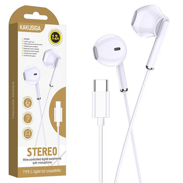 Casti cu Fir Kaku KSC-1295, In Ear, USB-C, 1.2m, Mic & Volume Key - Alb