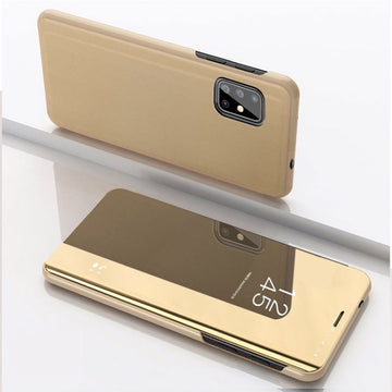 Husa Mirror - Samsung A70 - Flip Stand, Auriu