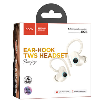 Casti Wireless Hoco EQ8, Ear Buds, BT 5.3, 180h StandBy, 500mAh, Power LED, Purejoy - Alb laptos