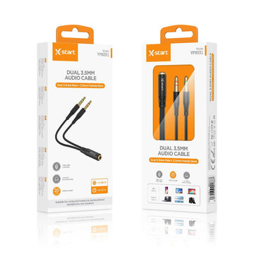 Cablu Audio X-Start YPX031, Splitter, 2xJack 3.5mm M la Jack 3.5mm M, 20cm - Negru