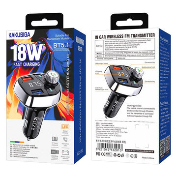 Modulator FM Kaku KSC-1063, 18W, 2xUSB-A, QC 3.0, Functie HandsFree - Negru