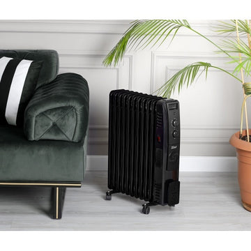 Calorifer electric cu ulei Zilan ZLN1956, 2500W, 9 elementi, termostat reglabil, negru